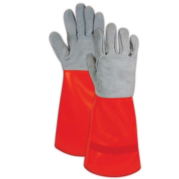 Magid Pearl Split All Leather Gloves with Orange Vinyl Cuff, VEL, 12PK 37010-VEL - main